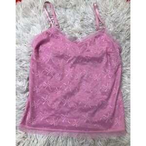 NWOT Jessica Simpson Baby Pink Ribbon Lace Cami PJ Pajama TOP Sz S